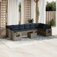vidaXL Garten-Lounge-Set 11-tlg. grau