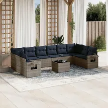 vidaXL Garten-Lounge-Set 11-tlg. grau