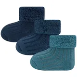 Ewers Babysocken 3er-Pack Rippe/Umschlag blau, Newborn (0 | 6 Monate)