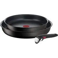 Tefal Ingenio Eco Resist L39791, Frittierset, Schwarz, Aluminium, Titan, Schwarz, Thermo-Punkt - Schwarz