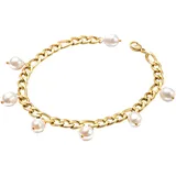 FIRETTI Fußkette mit Anhänger FIRETTI "Schmuck Geschenk Körperschmuck", gold (gelbgoldfarben, weiß), Fußketten, Damen, Edelstahl Perlen, Edelstahl, Perlen, mit Süßwasserzuchtperle