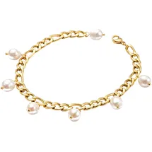 FIRETTI Fußkette mit Anhänger FIRETTI "Schmuck Geschenk Körperschmuck", gold (gelbgoldfarben, weiß), Fußketten, Damen, Edelstahl Perlen, Edelstahl, Perlen, mit Süßwasserzuchtperle