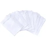 HOULIFE 6 Stücke Damen Klein Weiß Taschentücher aus Reiner Baumwolle mit Spitzen 25x25cm für Alltagsgebrauch&Hochzeit (Weiß 2-12 Stücke) - 10x10"/25x25cm