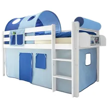 TICAA Hochbett Malte 90 x 200 cm Kiefer weiß blau