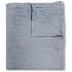 Wohndecke BIBERNA "0480100 Musselin", blau (taubenblau), B:150cm L:200cm, Wohndecken, gekreppte Optik+Struktur, leichte Sommer Decke, Tagesdecke, angenehm