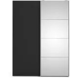 VCM Veto Schiebetürenschrank B150 cm 1 Tür und 1 Spiegeltür weiß und mattschwarz.