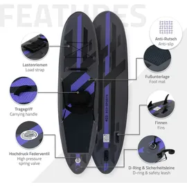 ECD Germany SUP Board Aufblasbar 305 x 82 x 15 cm schwarz