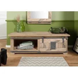Massivmoebel24 Garderobenbank Mango 120 x 45 x 40 cm beige / beige lackiert