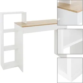 ML-Design Schreibtisch Regal, Bürotisch Computertisch PC Tisch, Weiß mit Tischplatte in Sonoma-Eiche, 3 Einlegeböden, 110x72x40 cm, Holz, 2-in-1 System, für Arbeit... - Naturbelassen