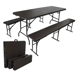 Bierzeltgarnitur graue Holzoptik Festzeltgarnitur 180x75cm klappbar Gartenmöb...