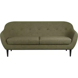 3-Sitzer HOME AFFAIRE "Roni", grün, B:191cm H:83cm T:84cm, 100% PES, Sofas, Wellenunterfederung für hohen Sitzkomfort, Massivholzfüße