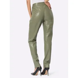 CREATION L Lederimitathose CREATION L, Damen, Gr. 26, Kurzgrößen, grün (khaki), 100% Polyester, unifarben, Hosen