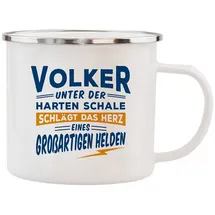 Hti-Living Echter Kerl Emaille Becher 0,5 l Weiß 1