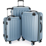HAUPTSTADTKOFFER - SPREE - 3er Trolley-Set Rollkoffer Reisekoffer, (S, M und L) Koffer-Set, 4 Doppel-Rollen, , Pool Blue