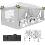 TactFire Pavillon 3x6 m,Faltpavillon,Wasserdicht Stabil Winterfest UV Schutz 50+,420D Oxford,Faltbar Höhenverstellbar,Partyzelt,Gartenzelt,Für Garten Camping,Outdoor,Weiß,6 Seitenteilen
