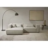LeGer Home by Lena Gercke Ecksofa "PIARA mit Kedernaht, Cord, Leinenoptik o. Strukturstoff, Couch, L-Form", greige, B:267cm H:66cm T:167cm, 100% Polyester, LEGER HOME BY LENA GERCKE, Sofas, Ecksofa, wahlweise Ottomane rechts/links, schwarze Füße, bequemer Sitzkomfort