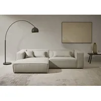 LeGer Home by Lena Gercke Ecksofa "PIARA mit Kedernaht, Cord, Leinenoptik o. Strukturstoff, Couch, L-Form", greige, B:267cm H:66cm T:167cm, 100% Polyester, LEGER HOME BY LENA GERCKE, Sofas, Ecksofa, wahlweise Ottomane rechts/links, schwarze Füße, bequemer Sitzkomfort