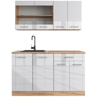Vicco R-Line Küchenzeile 140 cm weiß hochglanz/goldkraft