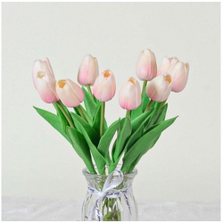 Kunstpflanze 15 Stück künstliche Tulpen, mehrfarbige künstliche Tulpen, FIDDY, künstliche Tulpen, künstliche PU-Blumen rosa