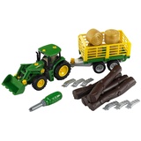 Theo Klein John Deere Traktor mit Holz- und Heuwagen