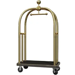 Gepäckwagen | B:T:H 108 x 193 x 65 cm | Gold/Schwarz | Hotelwagen, Hotel Gepäckwagen, Kofferwagen Hotel, Hotel Kofferwagen