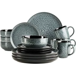 Kombiservice MÄSER "FILIPPA, Kombiservice, Steinzeug", grün, 16 tlg., Steinzeug, Geschirr-Sets, Geschirr-Set, Service