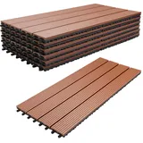 Daromigo WPC Terrassenfliesen 30x60cm 12er Set für 2m2 Holzfliesen Balkon, Balkon Bodenfliese, Bodenbelag Gartenplatten Terrasse Garten Balkonbodenbeläge, Braun
