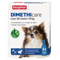 Beaphar Dimethicare Line-On (tot 15 kg) hond  2 x 6 pipetten