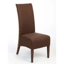 Rattanstühle Set 6 Stück Esszimmer Stühle Polsterstühle Antonio braun Polster Wildleder-Optik