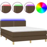 vidaXL Boxspringbett mit Matratze & LED Dunkelbraun 140x200 cm Stoff