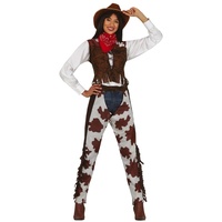 Fiestas GUiRCA Cowgirl Kostüm Damen Größe L 42 – 44 - Rodeo Girl Cowboy Kostüm Erwachsene - Länder Kostüm Karneval, Fasching, Fastnacht, Indianer Kostüm Frauen Party, Wilder Westen Kostüm