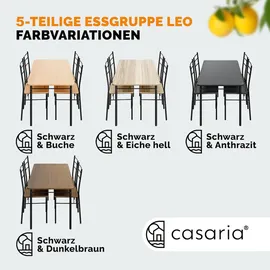CASARIA CASARIA® Esstisch mit 4 Stühlen Holz Eiche hell