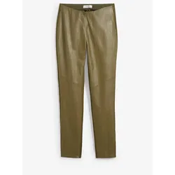 bonprix Lammnappa-Lederleggings mit elastischem Einsatz, grün, 46, Nappaleder