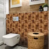 Fliesenaufkleber Bad 20x20 Holzmaserung Braun Klebefliesen Küchenrückwand Folie Selbstklebende Fliesen Fliesenaufkleber Küche Badezimmer Fliesenfolie Vinyl Selbstklebend Wasserdicht(20p)