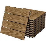 ECD Germany WPC Terrassenfliesen 30x30 cm/11 Stück=1m2, Teak in Holzoptik, Bodenbelag mit Klicksystem und Drainage, Terrassendielen Balkonfliesen Holzfliesen, Klickfliesen für Terrasse, Garten, Balkon