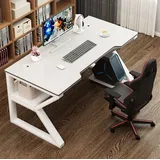 XMDEUR Ergonomischer PC-Computertisch, Home-Office-Schreibtisch, extra groß, Moderne Ergonomie, Kabelmanagement, Spiel-Computertisch für Home Office, Weiß-L 80 cm