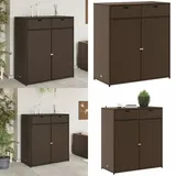 Gartenschrank Braun 105x55x113 cm Poly Rattan - Outdoor-Schrank - Gartenschrank - Stauraum - Gartenorganisation - Wetterfest - Home & Living