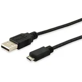 Equip 128594 USB 2.0 A auf Micro-B Kabel, 1.0m , M/M, Schwarz