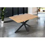 Esstisch 140x80 cm Baumkante Holz Wildeiche-Optik Spider-Gestell Metall schwarz JOSY - Naturbelassen