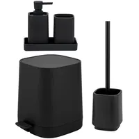 ELUNO Bad-Accessoires-Set, Schwarz, Kunststoff, 21x25.5x21 cm, Bad-Accessoires