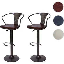Mendler 2er-Set Barhocker höhenverstellbar drehbar Armlehne Industrial 2er Set Vintage schwarz-braun