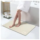 TUWENA Badematte Saugfähige Badematten für das Badezimmer Rutschfeste beige 80 cm