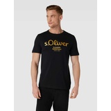 s.Oliver T-Shirt, mit Label-Print, Black, L