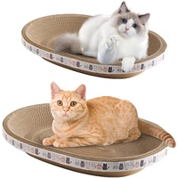 Katzen Kratzbrett Bett, Kratzbrett Pappe, Katzenkratzbrett, 2 In 1 Ovaler Katzenkratzer Aus Pappe, Ovale, Haltbare, Hochdichte Katzenkratzer-Papppfosten, Katzenkratz-Loungebett Zum Schutz Von Möbeln