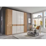 Wiemann Drehtürenschrank WIEMANN "Cardiff", weiß (glas weiß), B:246,3cm H:236cm T:58cm, Floatglas, Hartfaserplatte, Holzwerkstoff, Massivholz, Schränke, Drehtürenschrank, inkl. Türdämpfung