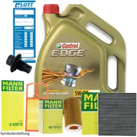 5L Castrol Edge LL 5W-30 Motoröl + Ölfilter + Luftfilter + Innenraumfilter