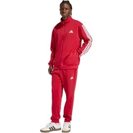 adidas M 3S FL TT TS Trainingsanzug Rot/Weiß L