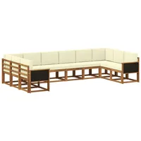 vidaXL Outdoor-Sofagarnitur 10-tlg. Natur/Creme Akazie