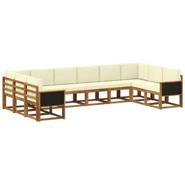 vidaXL Outdoor-Sofagarnitur 10-tlg. Natur/Creme Akazie