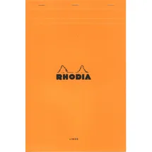Rhodia 19600C - Notizblock N°19 (DIN A4+, 21 x 31,8 cm, mikroperforiert, liniert mit Rand, 80 Blatt) 1 Stück orange